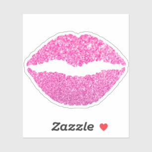 Girly Pink Faux Glitter Lipstick Kiss
