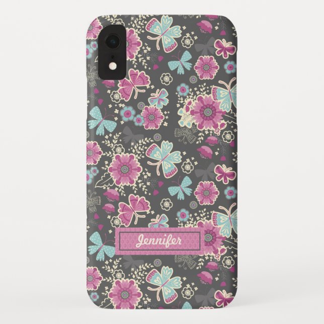 Girly Pink Floral Case-Mate iPhone Case (Back)