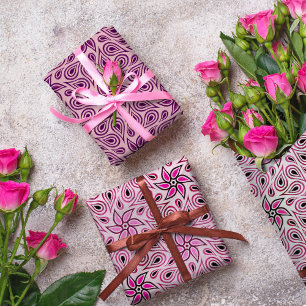Girly Pink Floral Paisley Design Modern Cute Wrapping Paper Sheet