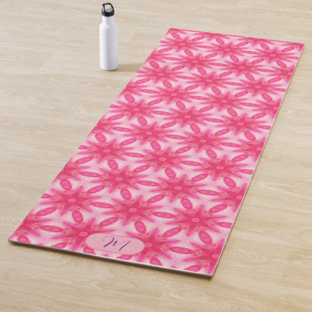 Girly Pink Floral Pattern Colourful Yoga Mat (In Situ)