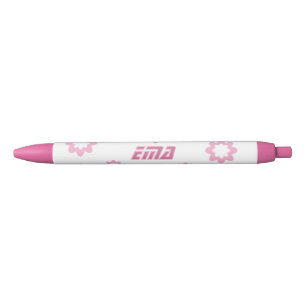 Girly Pink Floral Personalized Name Pen