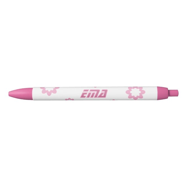 Girly Pink Floral Personalized Name Pen (Front)