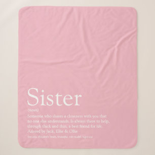 Girly Pink Fun Cool Sister Definition Sherpa Blanket