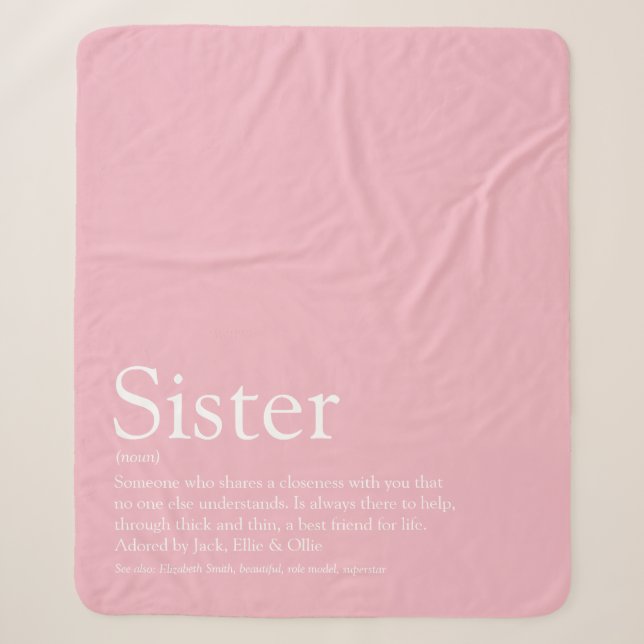 Girly Pink Fun Cool Sister Definition Sherpa Blanket (Front)