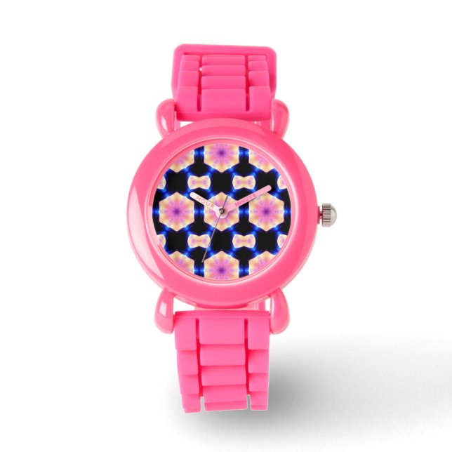 girly pink geometric pattern watch (Front)