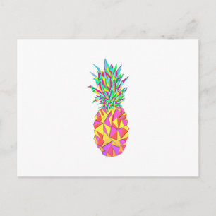 Girly Pink Geometric Triangles Pineapple Postcard