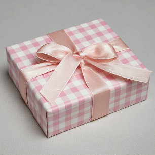 Girly Pink Gingham Wrapping Paper Sheet