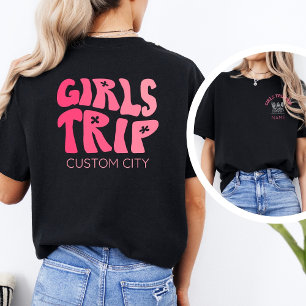 Girly Pink Girls Trip 2026 Personalized Travel T-Shirt