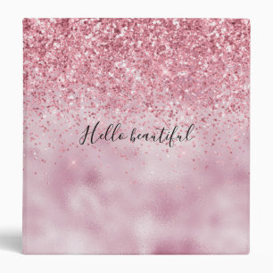 Girly Pink Glam Glitter sparkle Binder
