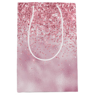 Girly Pink Glam Glitter sparkle Medium Gift Bag