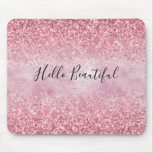 Girly Pink Glam Glitter sparkle Mouse Pad