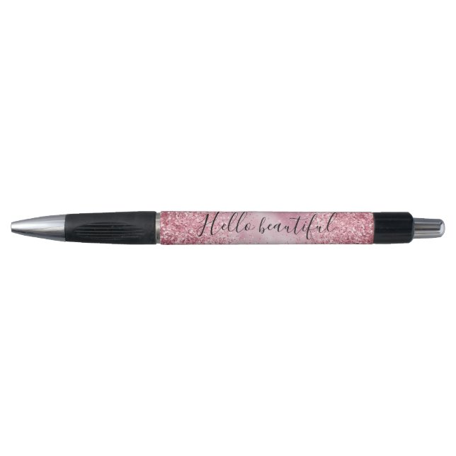 Girly Pink Glam Glitter sparkle Pen (Front)