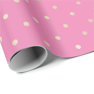 Girly Pink Glam Gold Dots Wrapping Paper