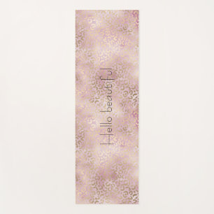 Girly Pink Glam Gold Leopard Print Yoga Mat