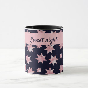 Girly pink glam stars on blue personalized custom mug