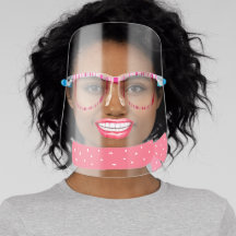 Girly Pink Glasses Smiling Face Shield