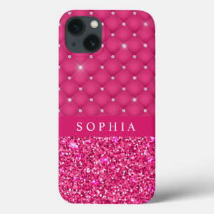 Girly Pink Glitter and Diamonds Personalized  Case