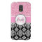 Girly, Pink, Glitter Black Damask Personalized