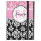 Girly, Pink, Glitter Black Damask Personalized