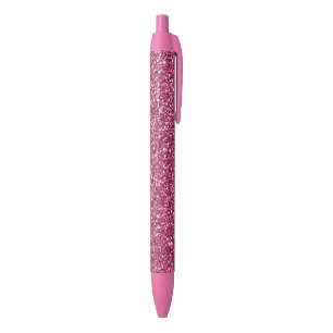Girly Pink Glitter Black Ink Pen
