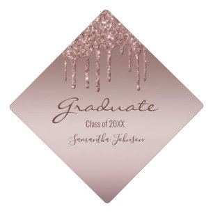 Girly Pink Glitter Class of 2022 Blush Pink Ombre Graduation Cap Topper