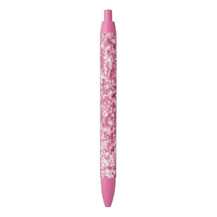 Girly Pink Glitter Confetti Black Ink Pen