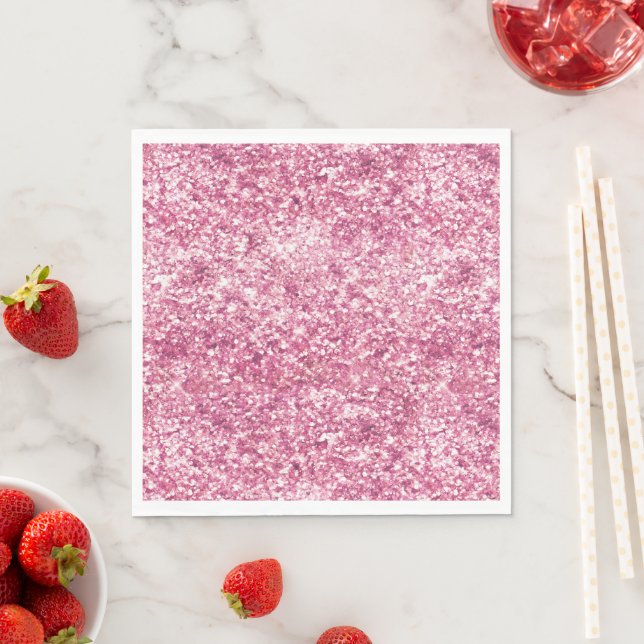 Girly Pink Glitter Confetti Napkin (Insitu)