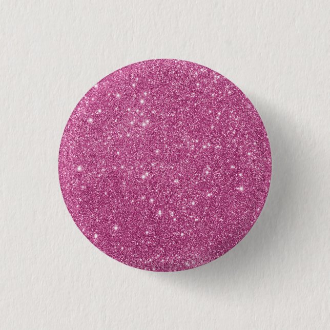 Girly Pink Glitter Glam 1 Inch Round Button (Front)