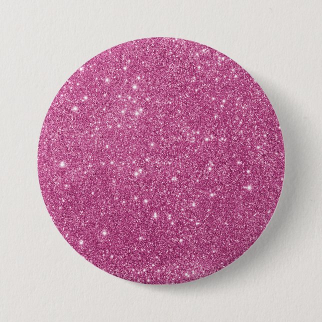 Girly Pink Glitter Glam 3 Inch Round Button (Front)