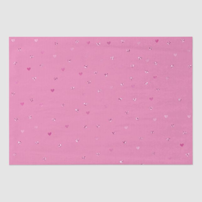 Girly Pink Glitter Glam Hearts Tissue Paper (Front)