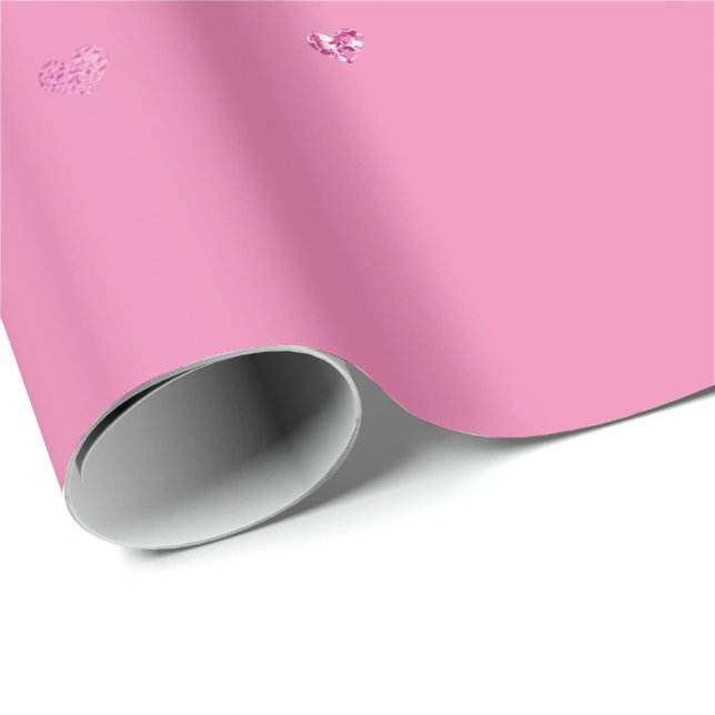 Girly Pink Glitter Glam Hearts Wrapping Paper (Roll Corner)