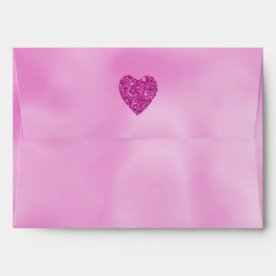 Girly Pink Glitter Heart Envelope