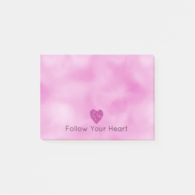 Girly Pink Glitter Heart    Post-it Notes (Front)