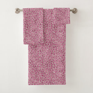 Girly Pink Glitter Leopard Print     Bath Towel Set