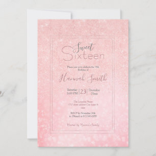 Girly pink glitter luxury design invitation