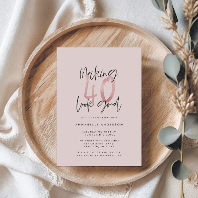 Girly pink glitter modern stylish 40th birthday (Creator Uploaded)