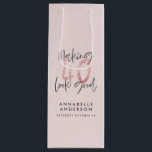 Girly pink glitter modern stylish 40th birthday la wine gift bag<br><div class="desc">Girly pink glitter modern stylish 40th birthday design. Modern script text monochrome design. Part of a collection.</div>