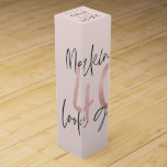 Girly pink glitter modern stylish 40th birthday  wine box<br><div class="desc">Girly pink glitter modern stylish 40th birthday design. Modern script text monochrome design. Part of a collection.</div>