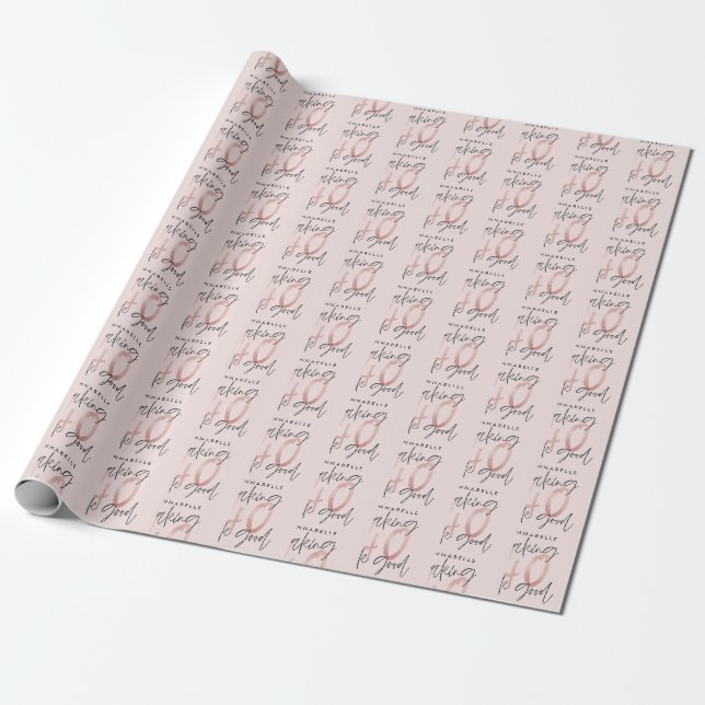 Girly pink glitter modern stylish 40th birthday  wrapping paper (Unrolled)