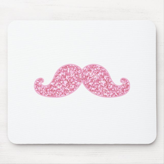 GIRLY PINK GLITTER MUSTACHE PRINTED MOUSE PAD (Front)