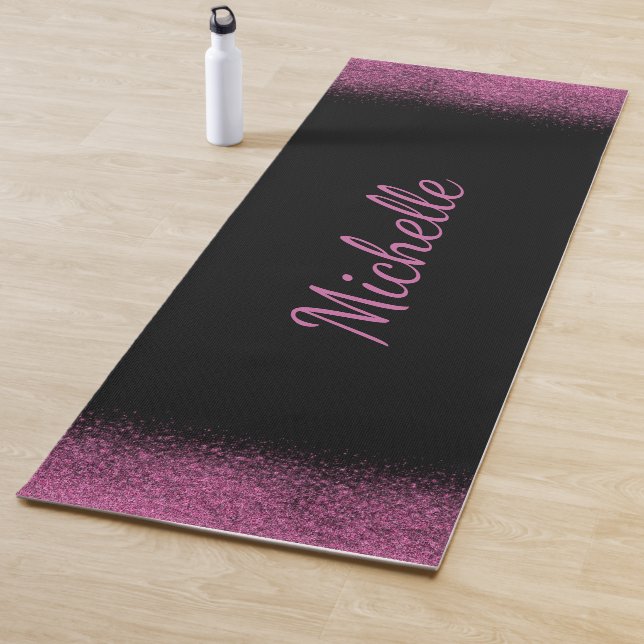 Girly Pink Glitter Name Personalized Yoga Mat (In Situ)