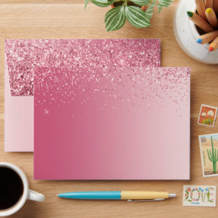 Girly Pink Glitter Ombre Sparkle          Envelope