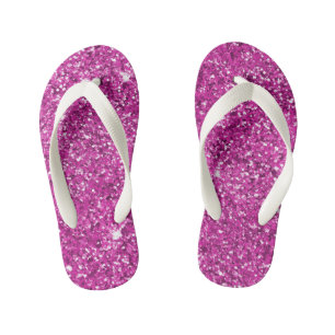 Girly Pink Glitter Ombre Sparkle Kid's Flip Flops