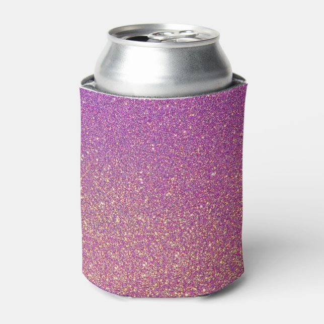 Girly Pink Glitter Pattern Can Cooler (Can Front)