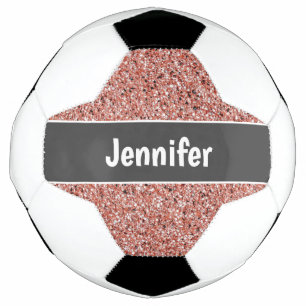 Girly Pink Glitter Personalized Kids Soccer Ball