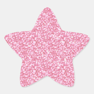 Girly Pink Glitter Printed Star Sticker