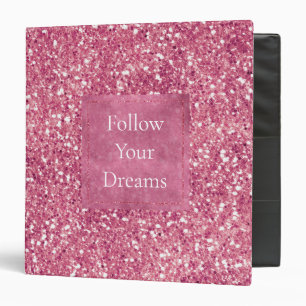 Girly Pink Glitter Sparkle Glitz Binder
