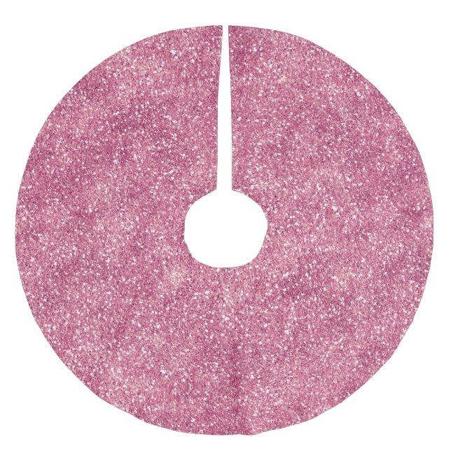 Girly Pink Glitter Sparkle Glitz   Brushed Polyester Tree Skirt (Front)