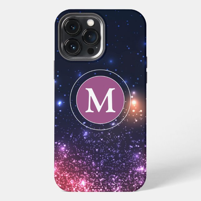 Girly Pink Glitter Sparkly Monogram iPhone Case (Back)
