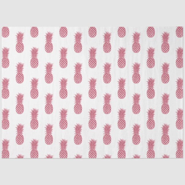 Girly Pink Glitter Tropical Pineapples Tissue Paper (Front)